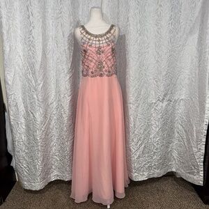 Galla collection formal coral pink with diamond long feminine prom dress size 18